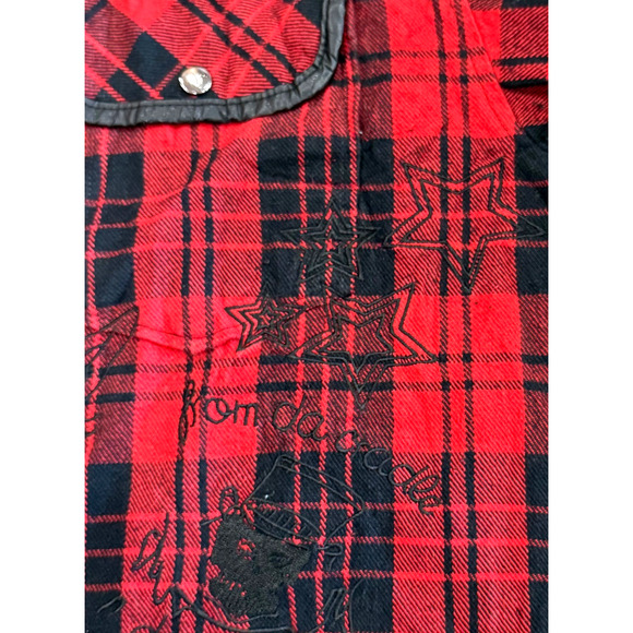 Vintage Clench Flannel Shirt Mens Large Embroidered Lumberjack Snaps Western 2XL - Picture 10 of 12